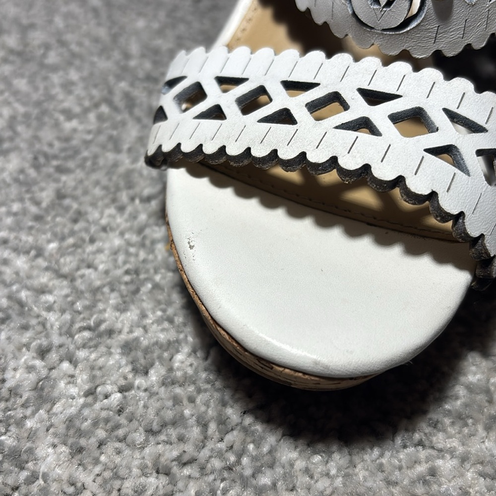 Vintage Victoria's Secret White leather Platform heels Cork heel cutout sandal - Picture 11 of 11